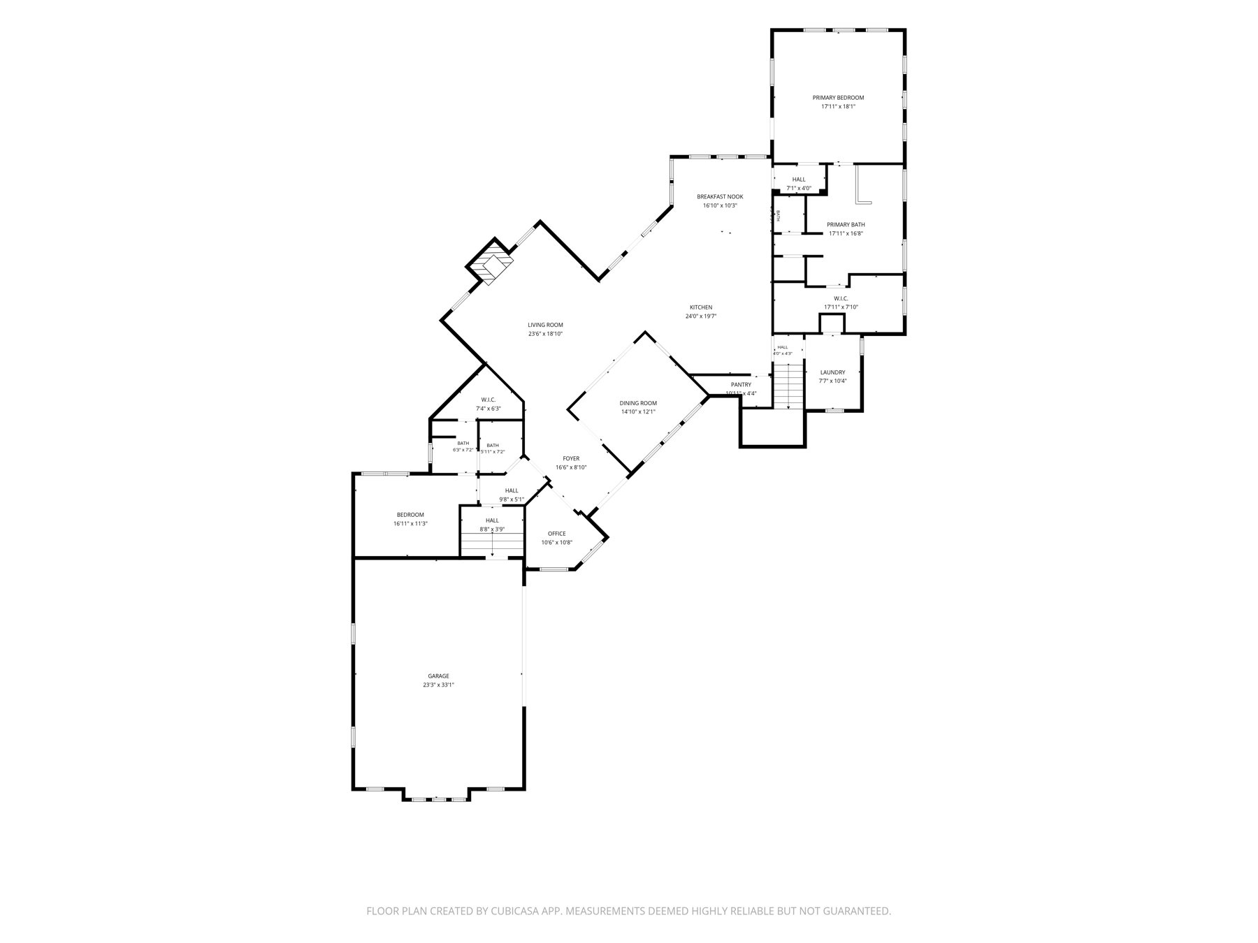 Main level floor plan with room dimensions
